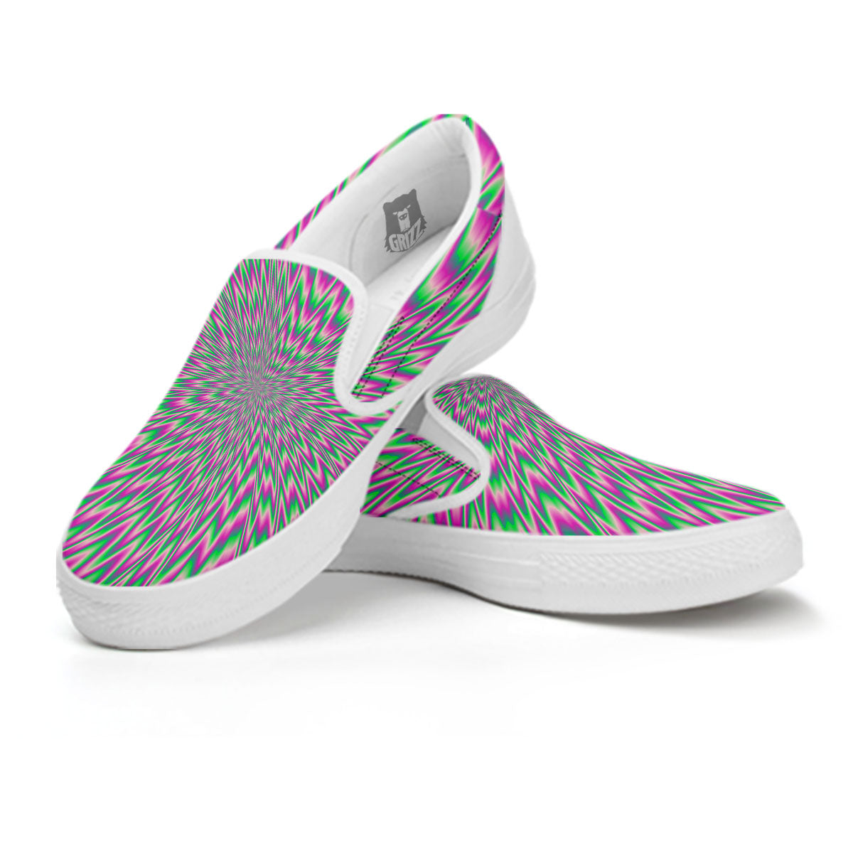 Psychedelic Optical Illusion Twinkle White Slip On Shoes-grizzshop