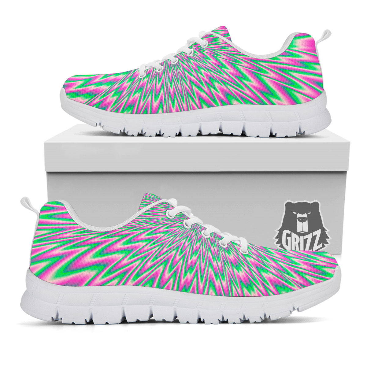 Psychedelic Optical Illusion Twinkle White Sneaker-grizzshop
