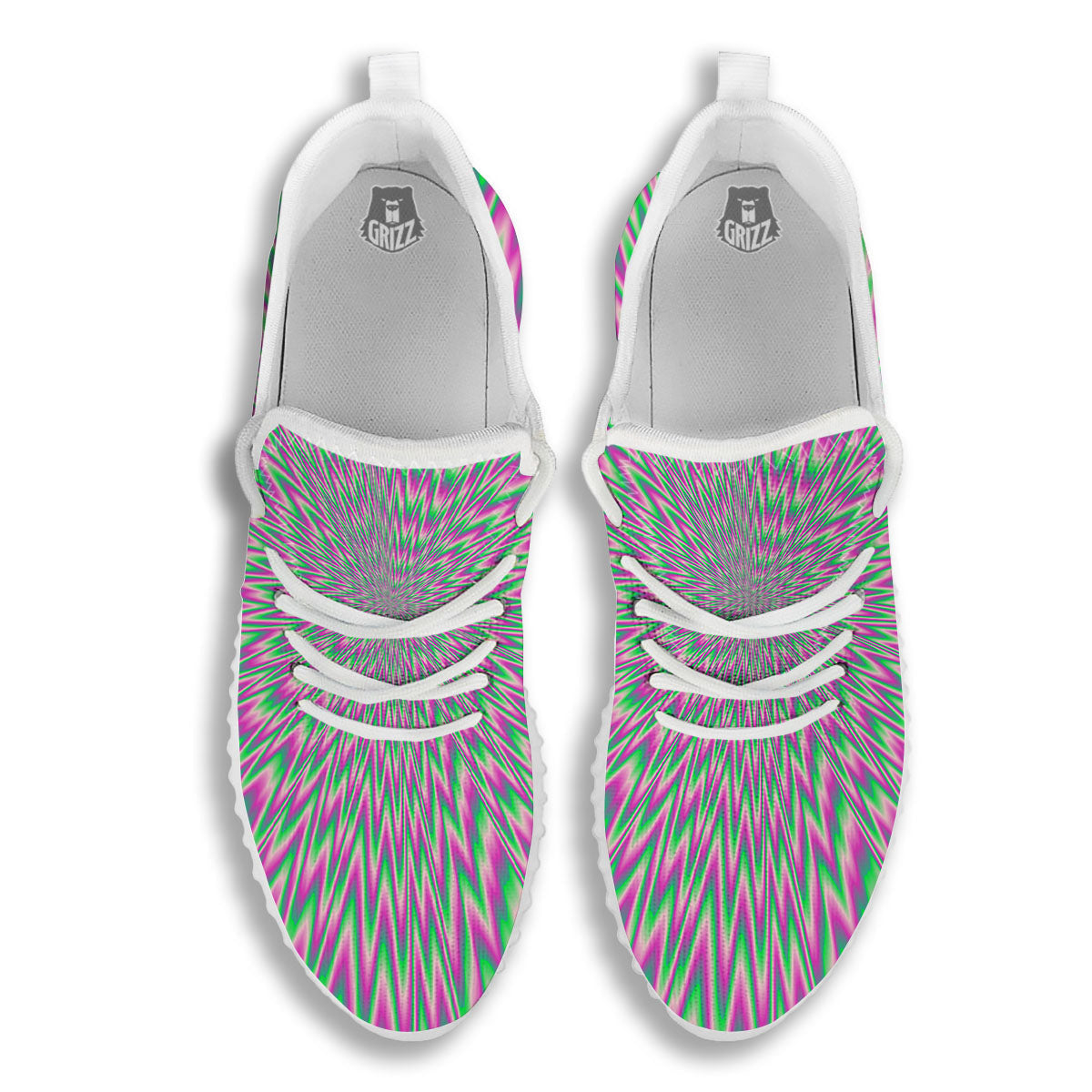 Psychedelic Optical Illusion Twinkle White Walking Shoes-grizzshop
