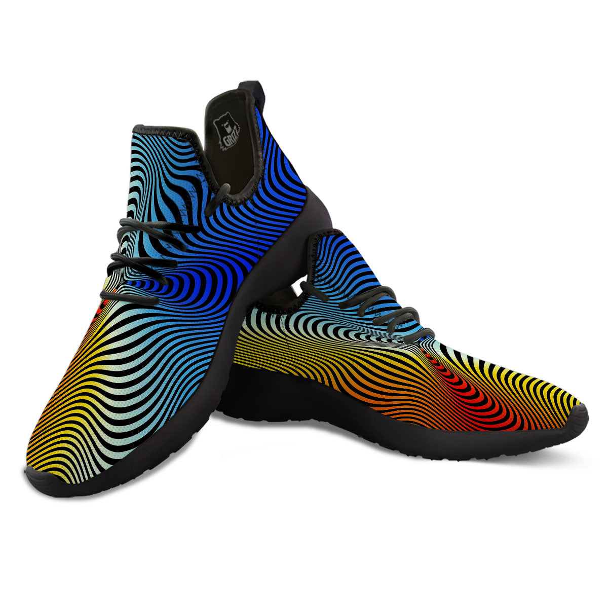 Psychedelic Optical Vibrant Illusion Black Athletic Shoes-grizzshop