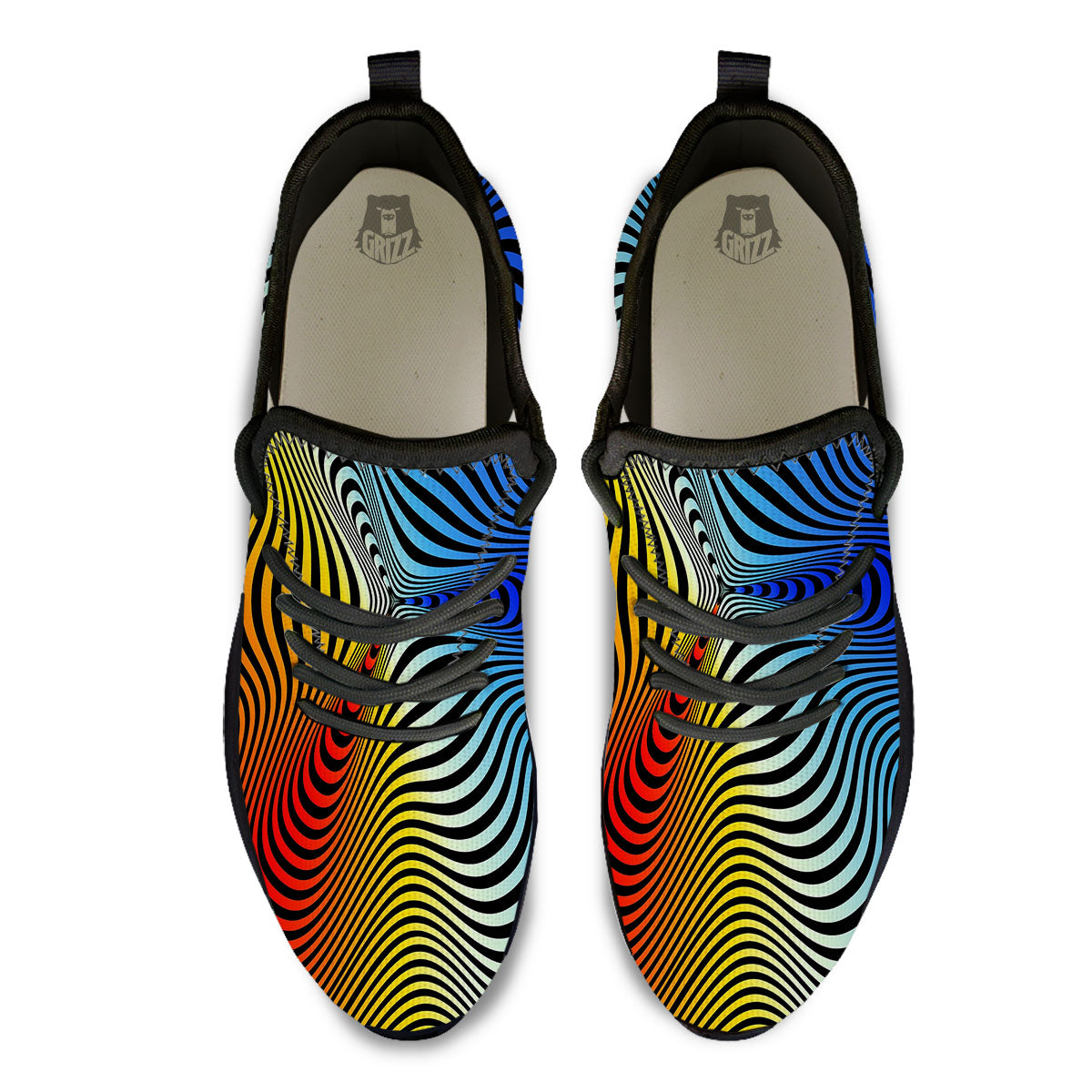 Psychedelic Optical Vibrant Illusion Black Athletic Shoes-grizzshop