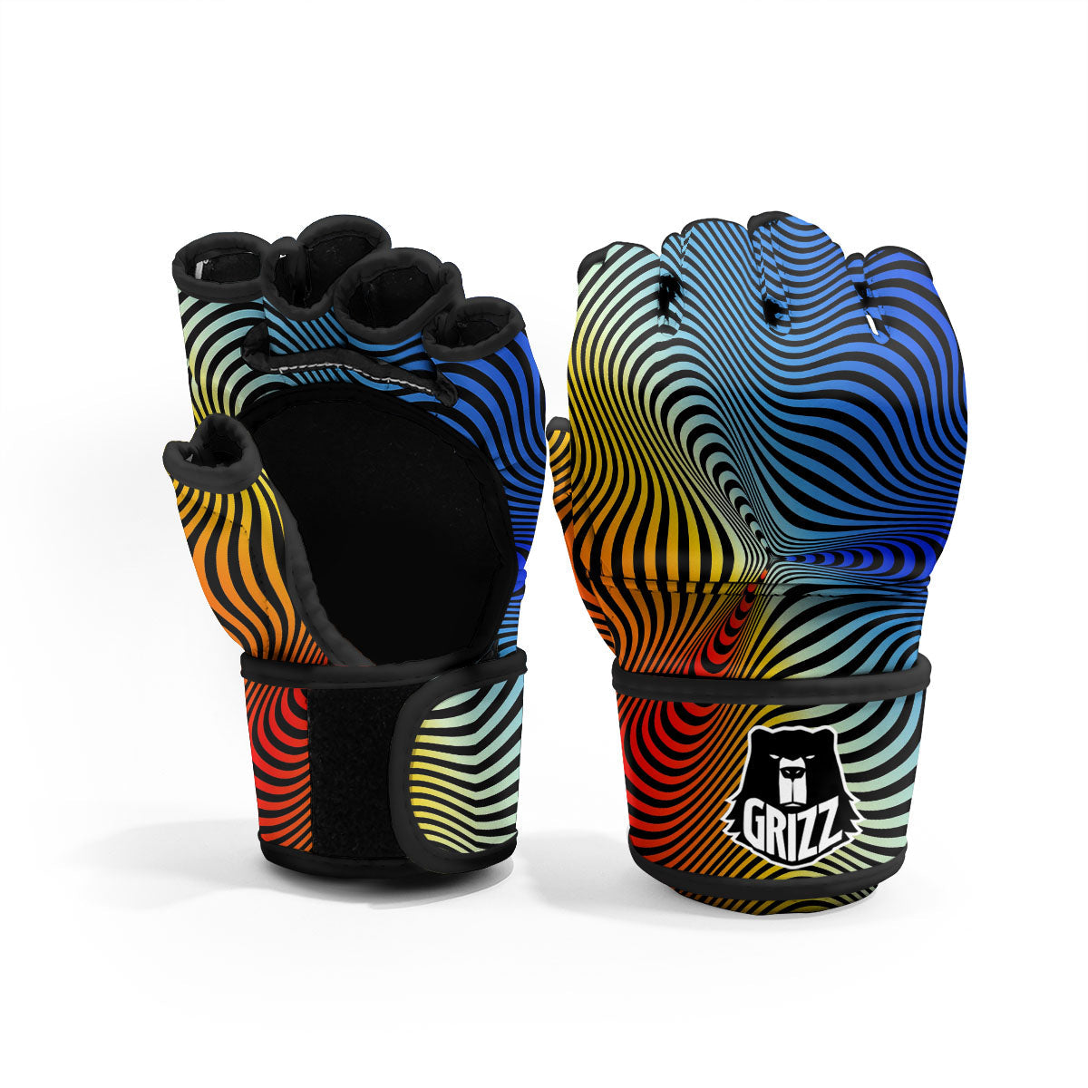 Psychedelic Optical Vibrant Illusion MMA Gloves-grizzshop