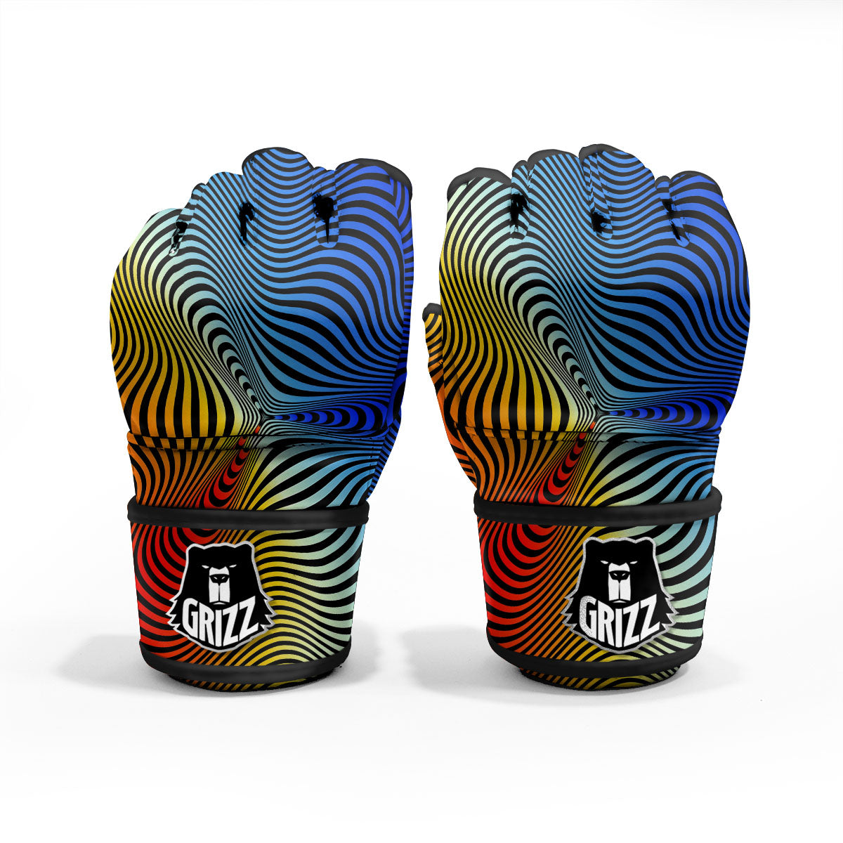 Psychedelic Optical Vibrant Illusion MMA Gloves-grizzshop