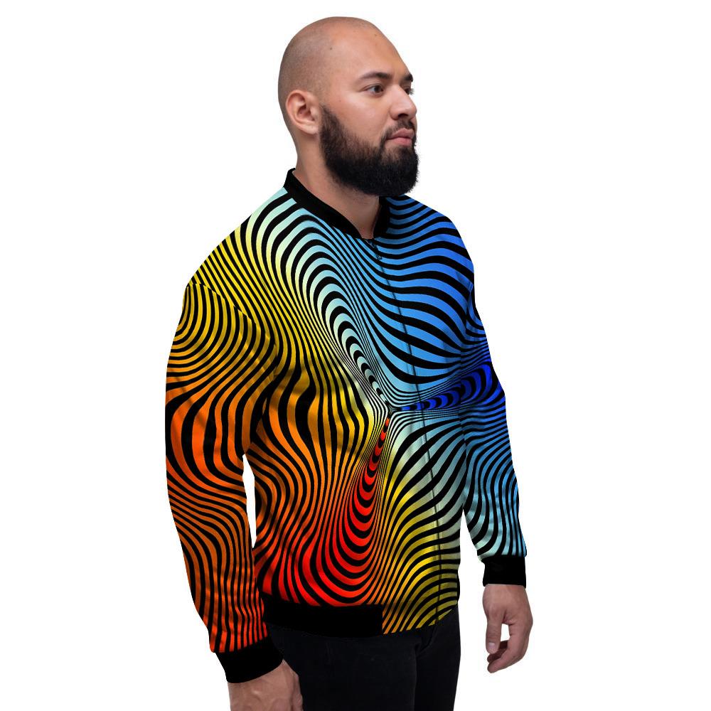 Psychedelic Optical Vibrant Illusion Men's Bomber Jacket-grizzshop