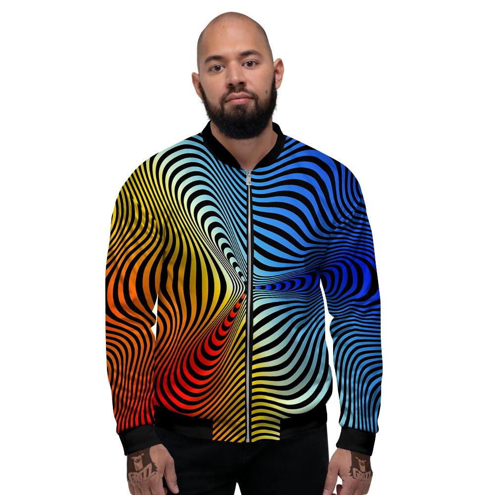 Psychedelic Optical Vibrant Illusion Men's Bomber Jacket-grizzshop