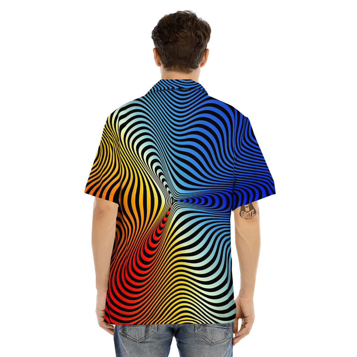 Psychedelic Optical Vibrant Illusion Men's Hawaiian Shirt-grizzshop