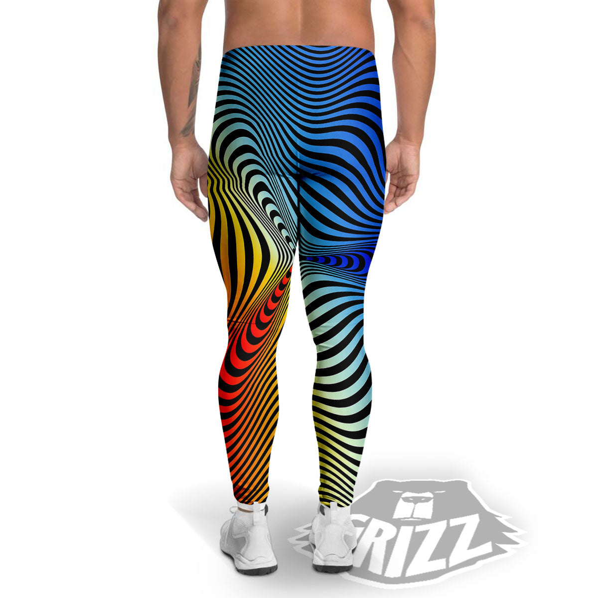 Psychedelic Optical Vibrant Illusion Men's Leggings-grizzshop