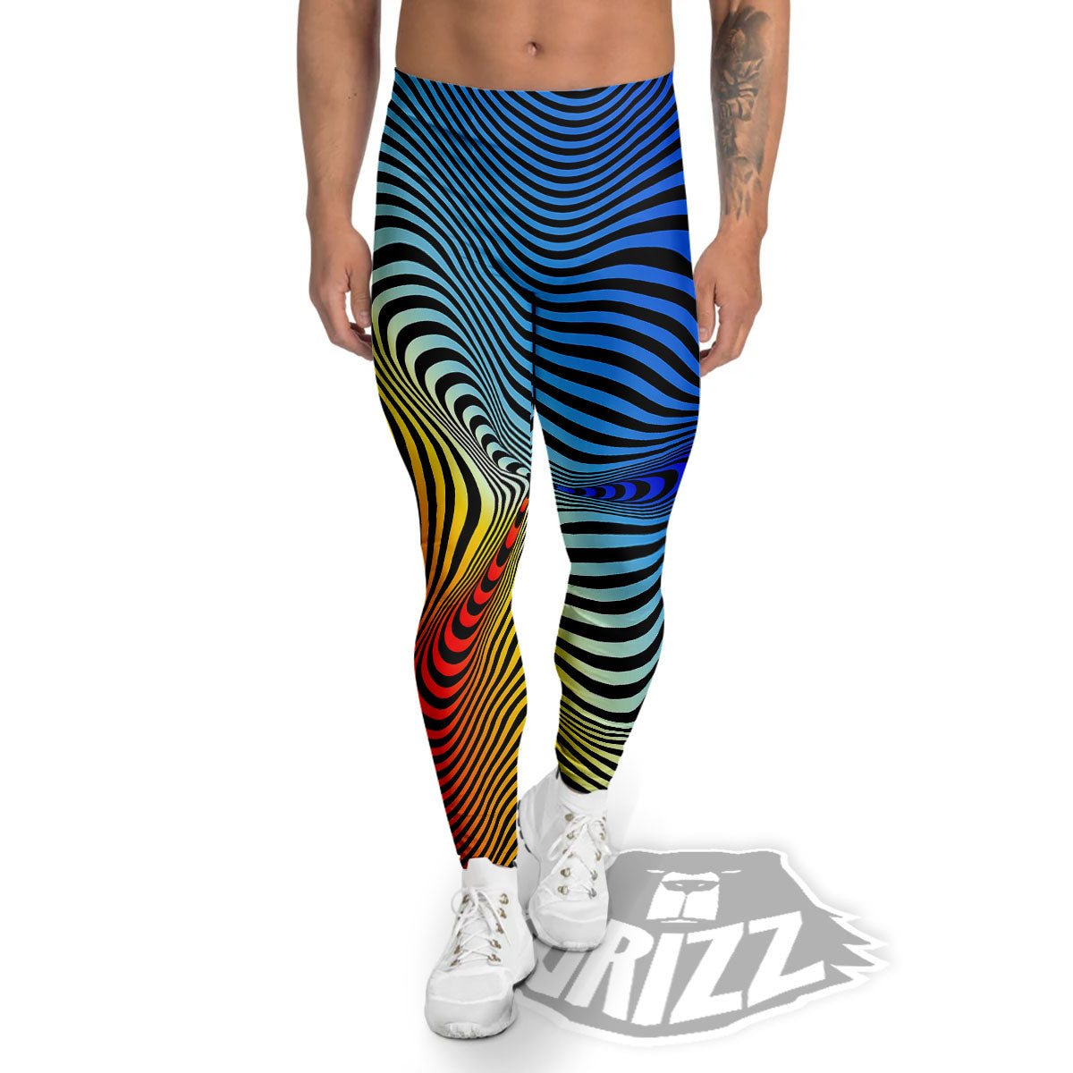 Psychedelic Optical Vibrant Illusion Men's Leggings-grizzshop