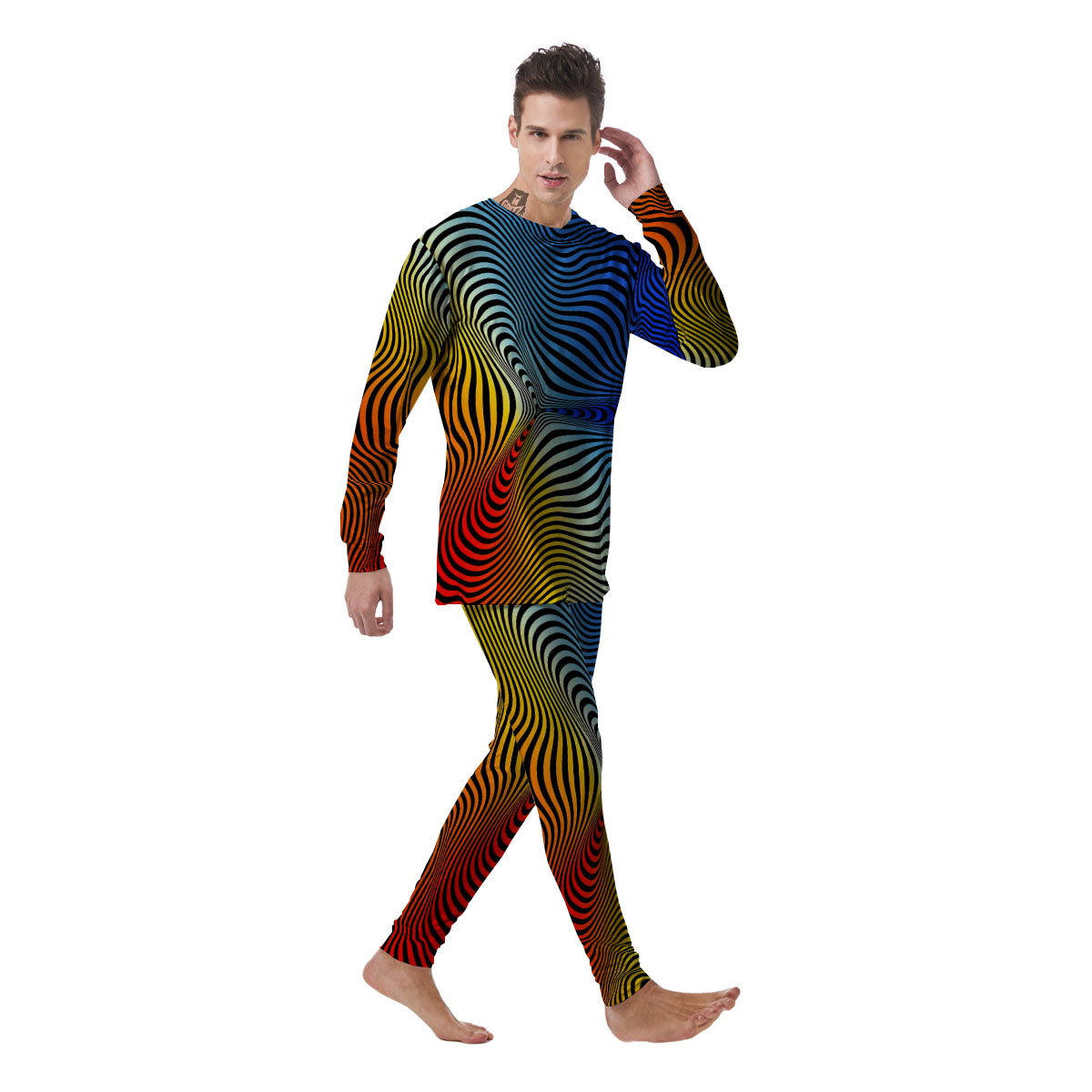 Psychedelic Optical Vibrant Illusion Men's Pajamas-grizzshop
