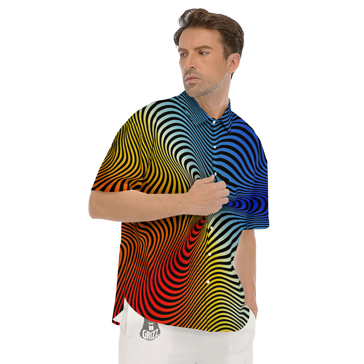 Psychedelic Optical Vibrant Illusion Men's Short Sleeve Shirts-grizzshop