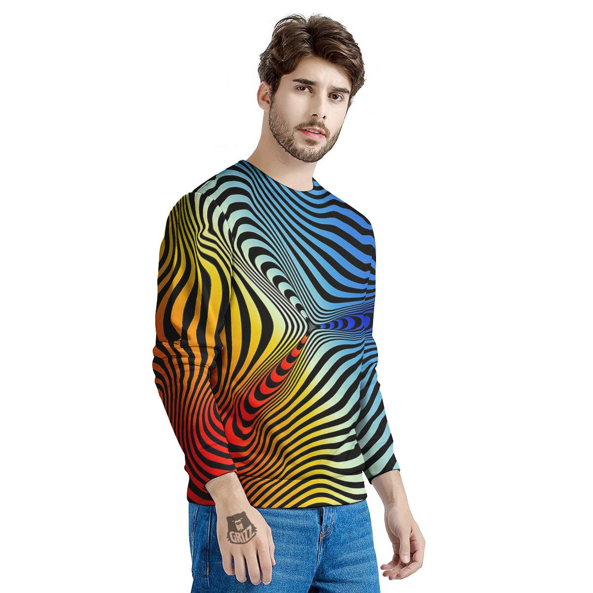 Psychedelic Optical Vibrant Illusion Men's Sweatshirt-grizzshop