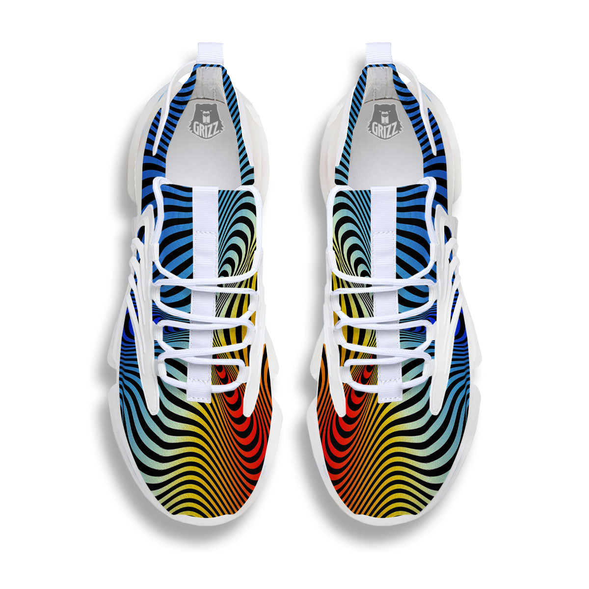 Psychedelic Optical Vibrant Illusion White Gym Shoes-grizzshop