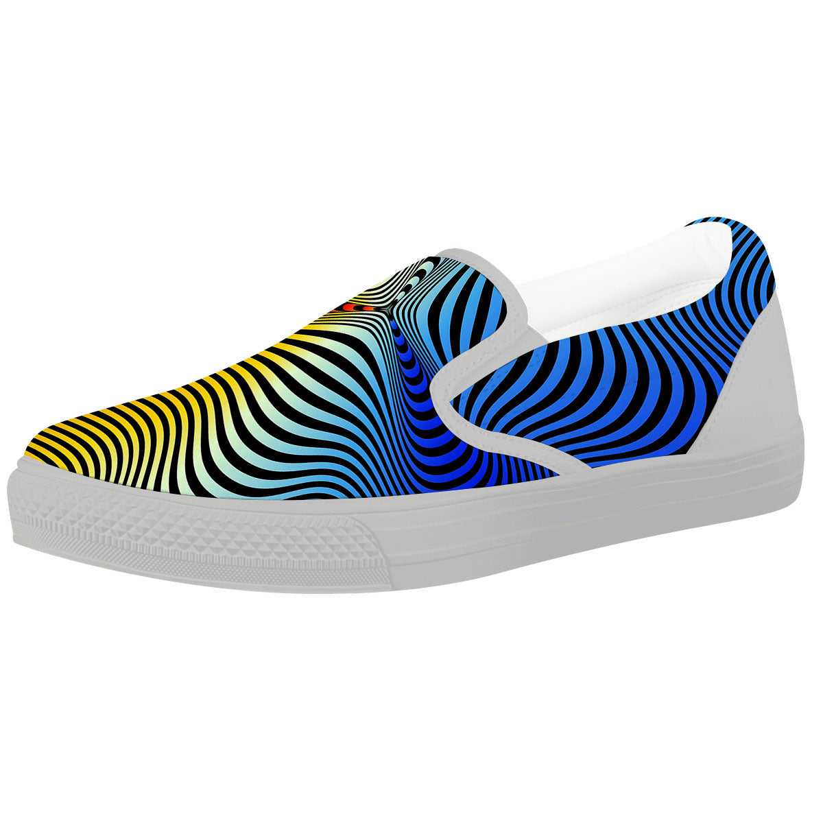 Psychedelic Optical Vibrant Illusion White Slip On Shoes-grizzshop