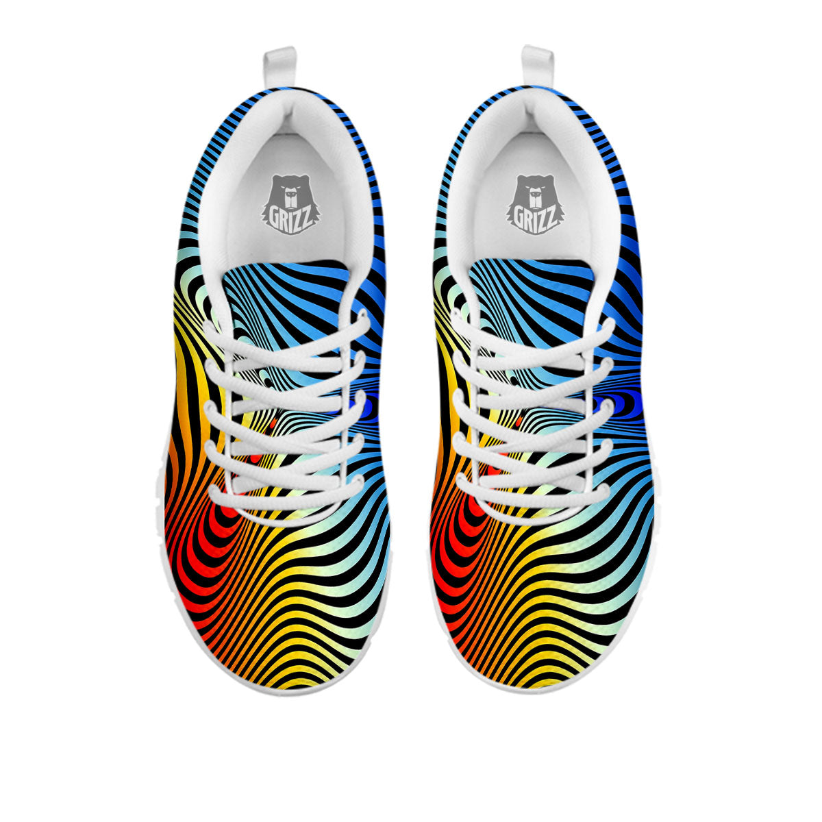 Psychedelic Optical Vibrant Illusion White Sneaker-grizzshop