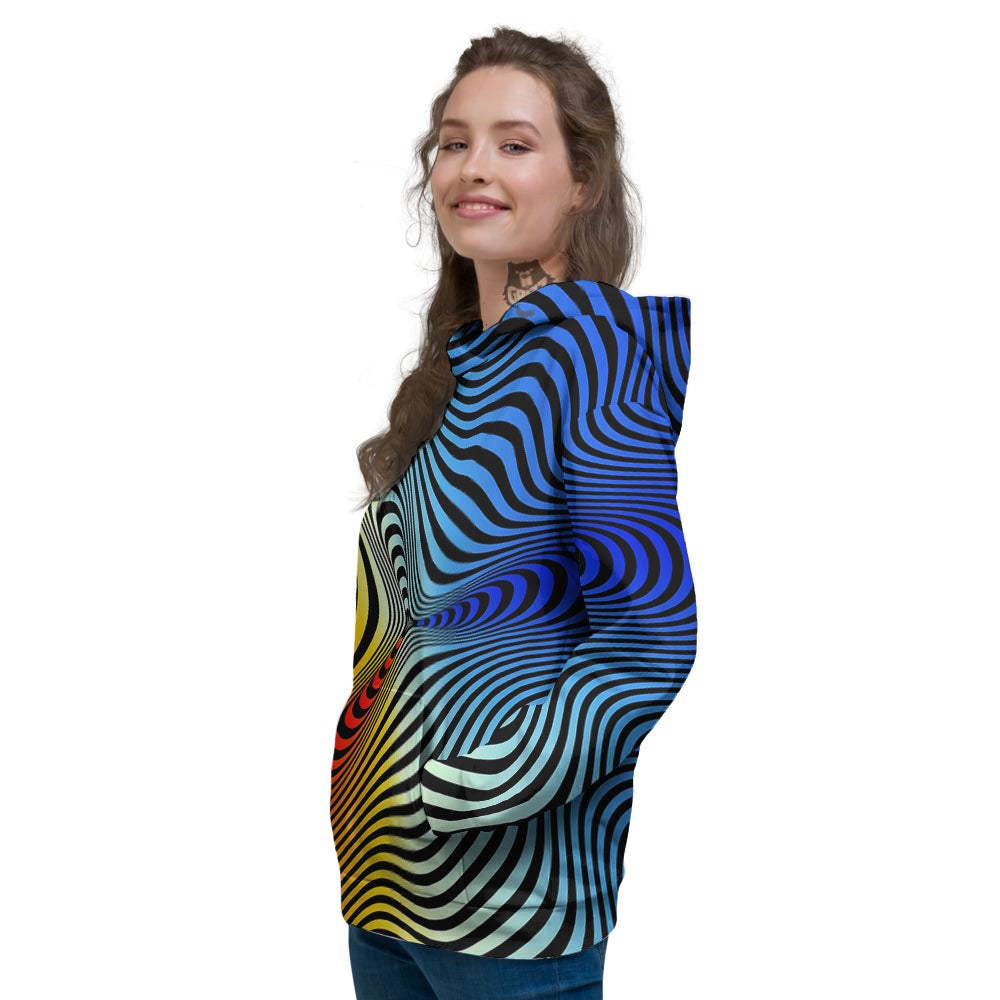 Psychedelic Optical Vibrant Illusion Women's Hoodie-grizzshop
