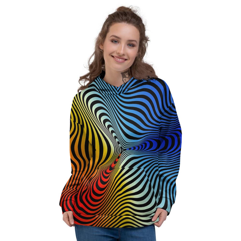 Psychedelic Optical Vibrant Illusion Women's Hoodie-grizzshop