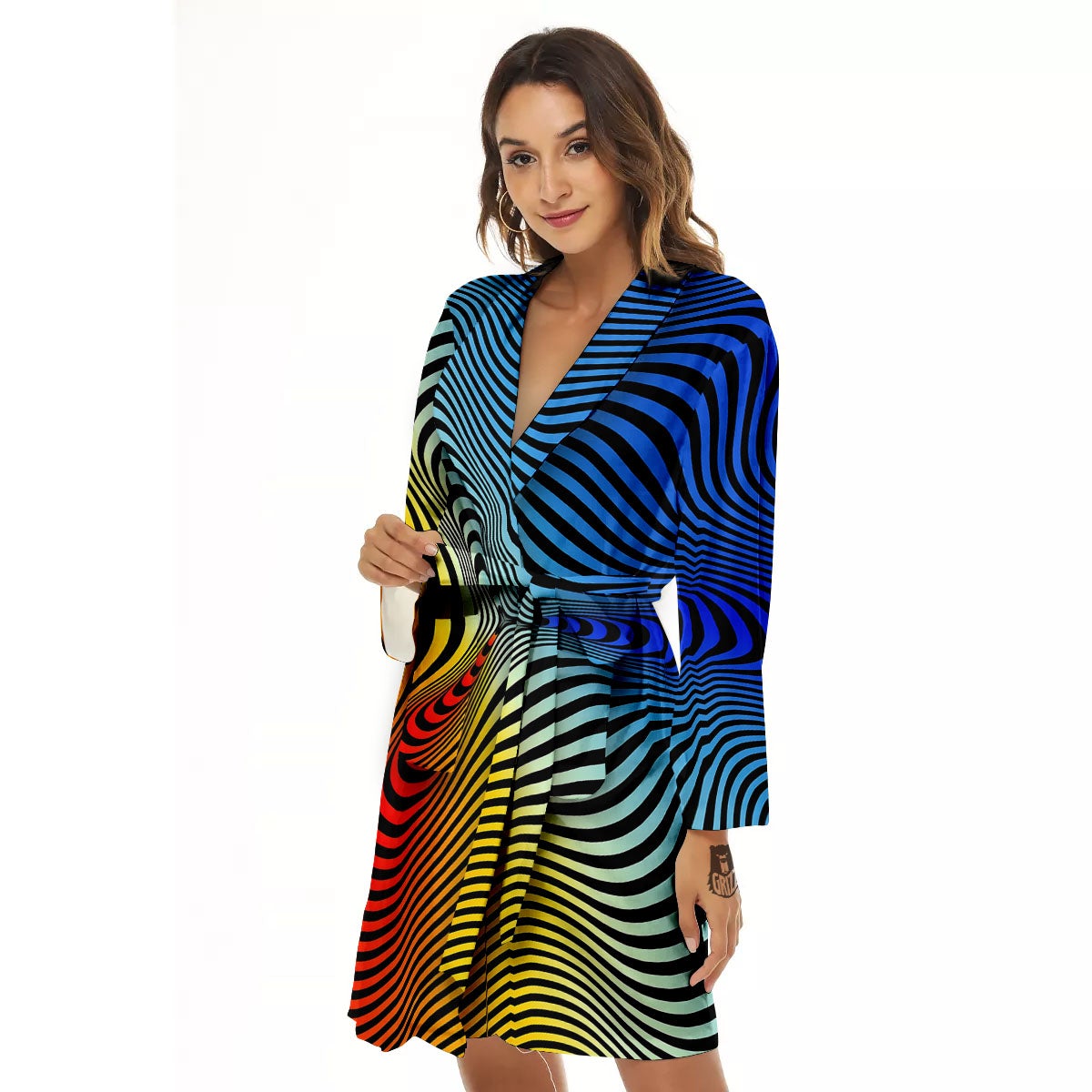 Psychedelic Optical Vibrant Illusion Women's Robe-grizzshop