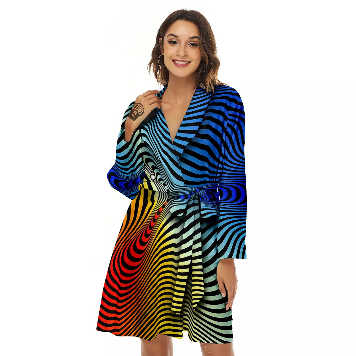 Psychedelic Optical Vibrant Illusion Women's Robe-grizzshop