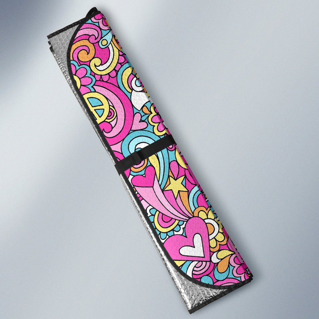 Psychedelic Pattern Print Car Sun Shade-grizzshop