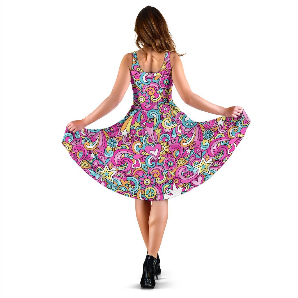 Psychedelic Pattern Print Dress-grizzshop