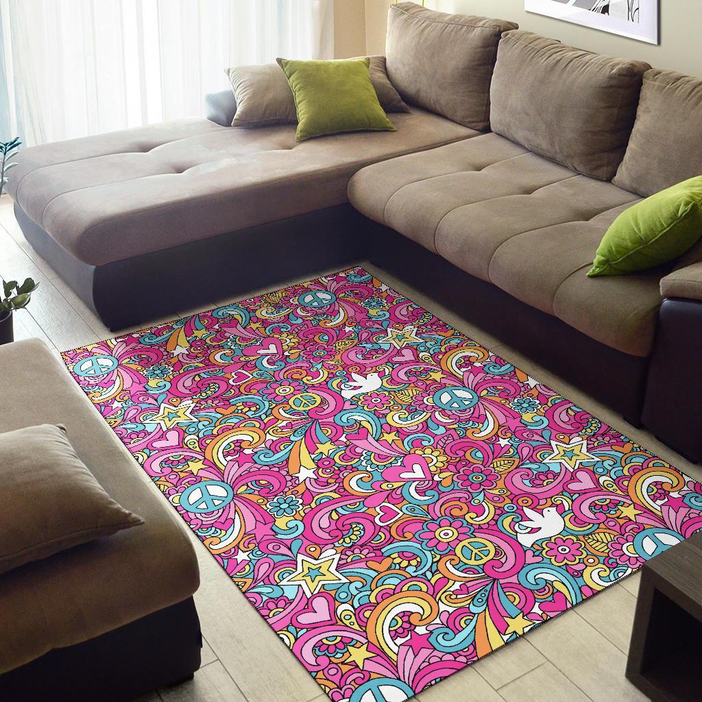 Psychedelic Pattern Print Floor Mat-grizzshop