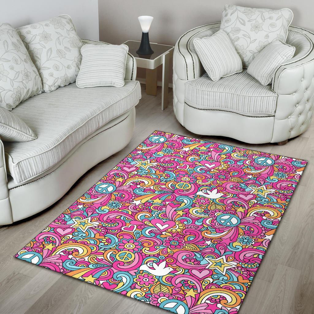 Psychedelic Pattern Print Floor Mat-grizzshop