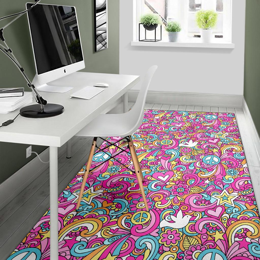 Psychedelic Pattern Print Floor Mat-grizzshop