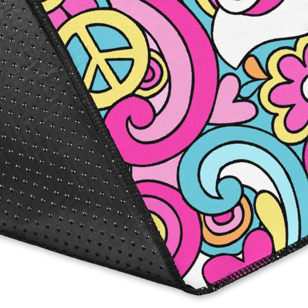 Psychedelic Pattern Print Floor Mat-grizzshop