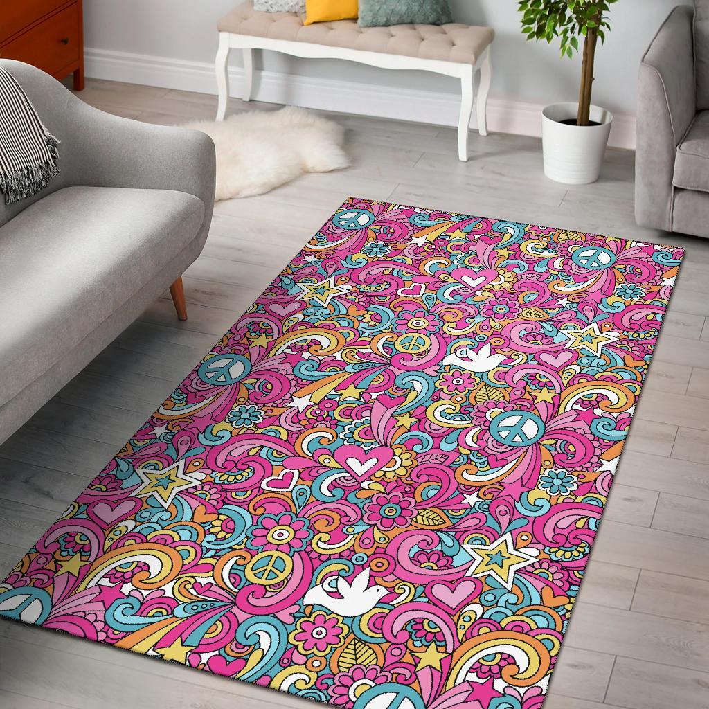 Psychedelic Pattern Print Floor Mat-grizzshop