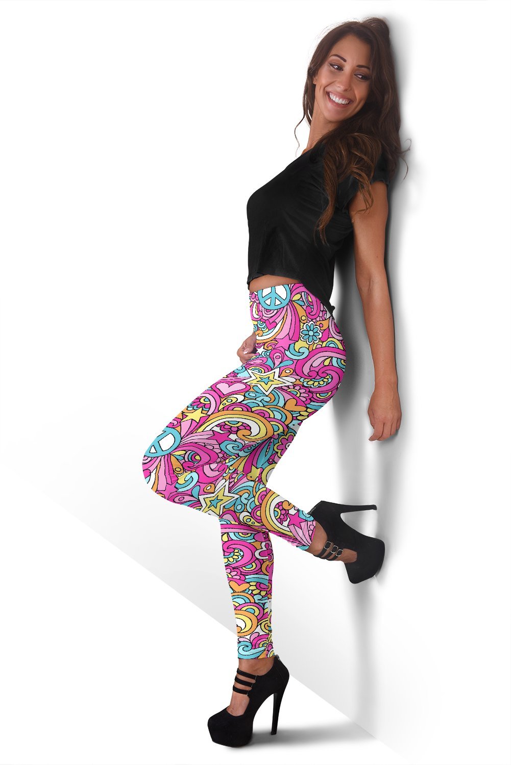 Psychedelic Pattern Print Women Leggings-grizzshop