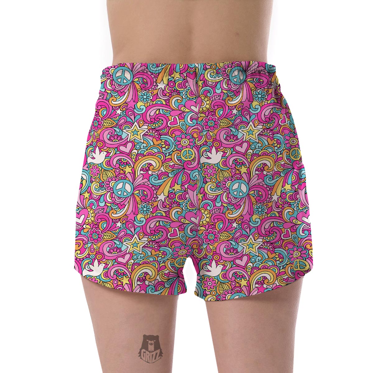 Psychedelic Pattern Print Women's Shorts-grizzshop