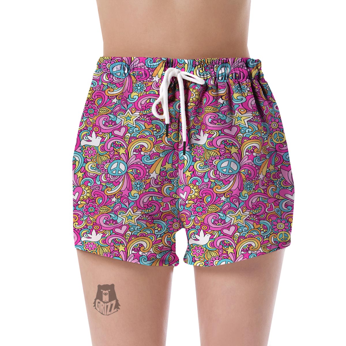 Psychedelic Pattern Print Women's Shorts-grizzshop