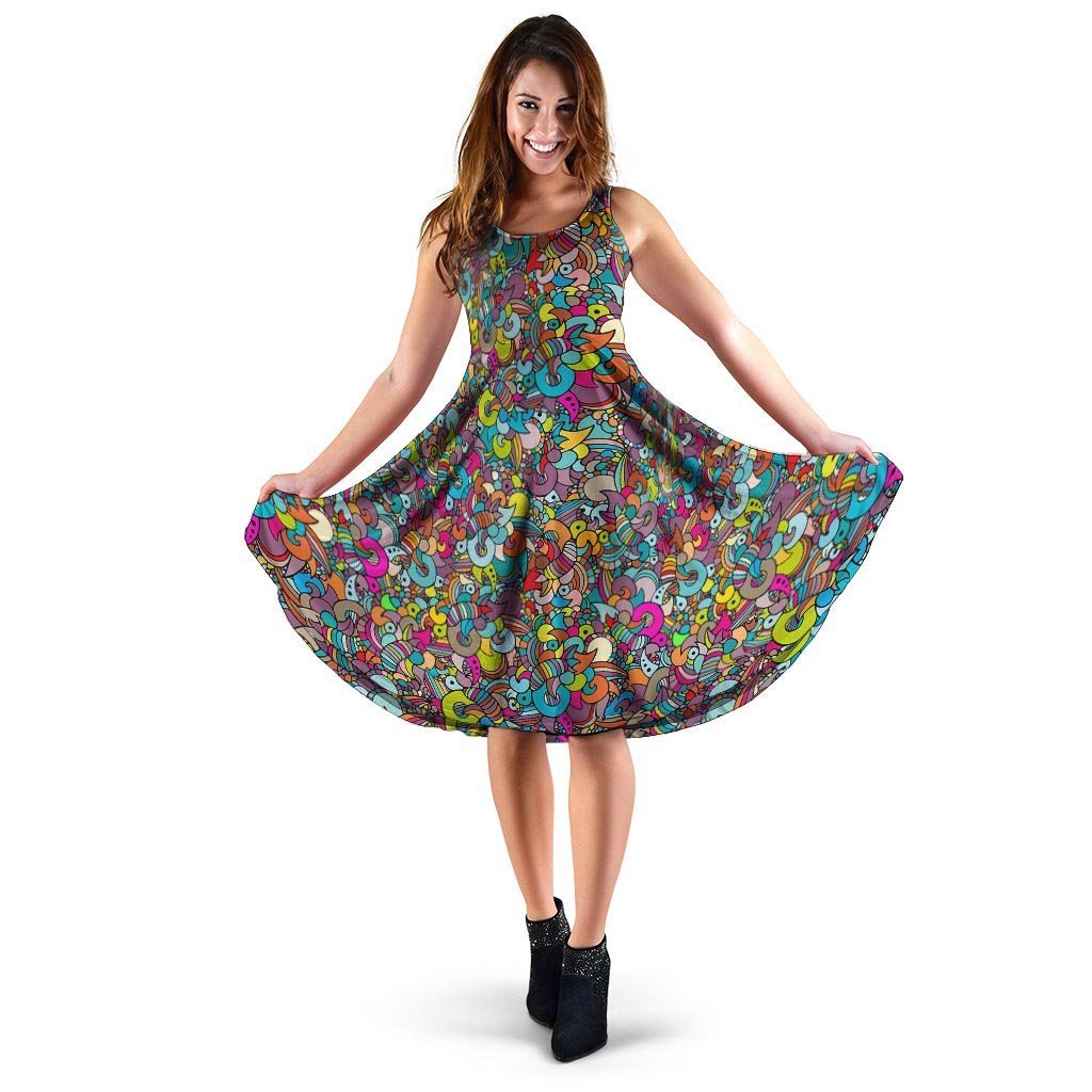 Psychedelic Print Dress-grizzshop