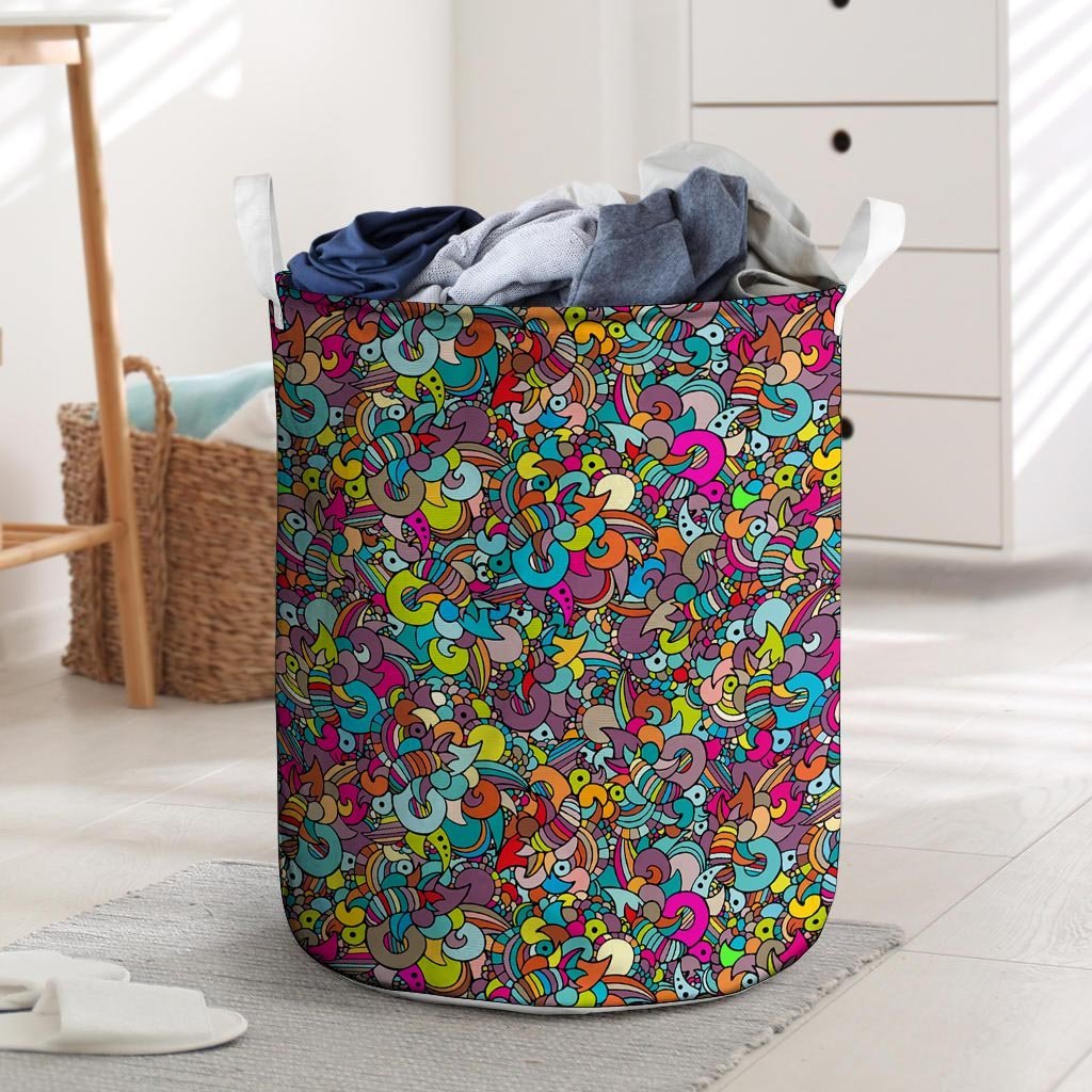 Psychedelic Print Laundry Basket-grizzshop