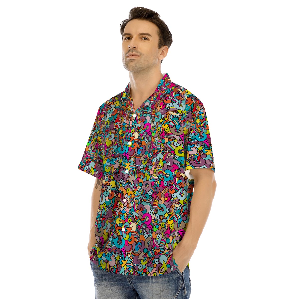 Psychedelic Print Men’s Hawaiian Shirt-grizzshop