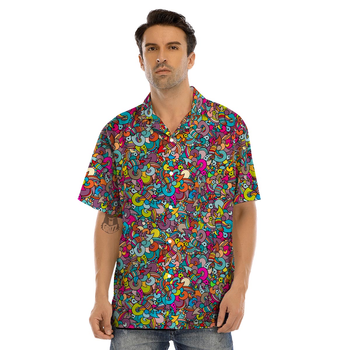 Psychedelic Print Men’s Hawaiian Shirt-grizzshop