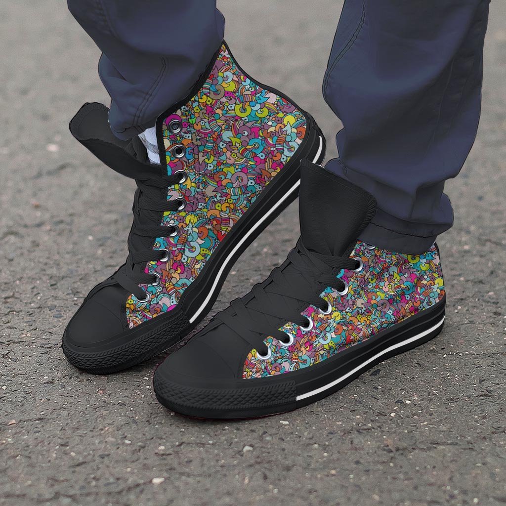 Psychedelic Print Men's High Top Shoes-grizzshop