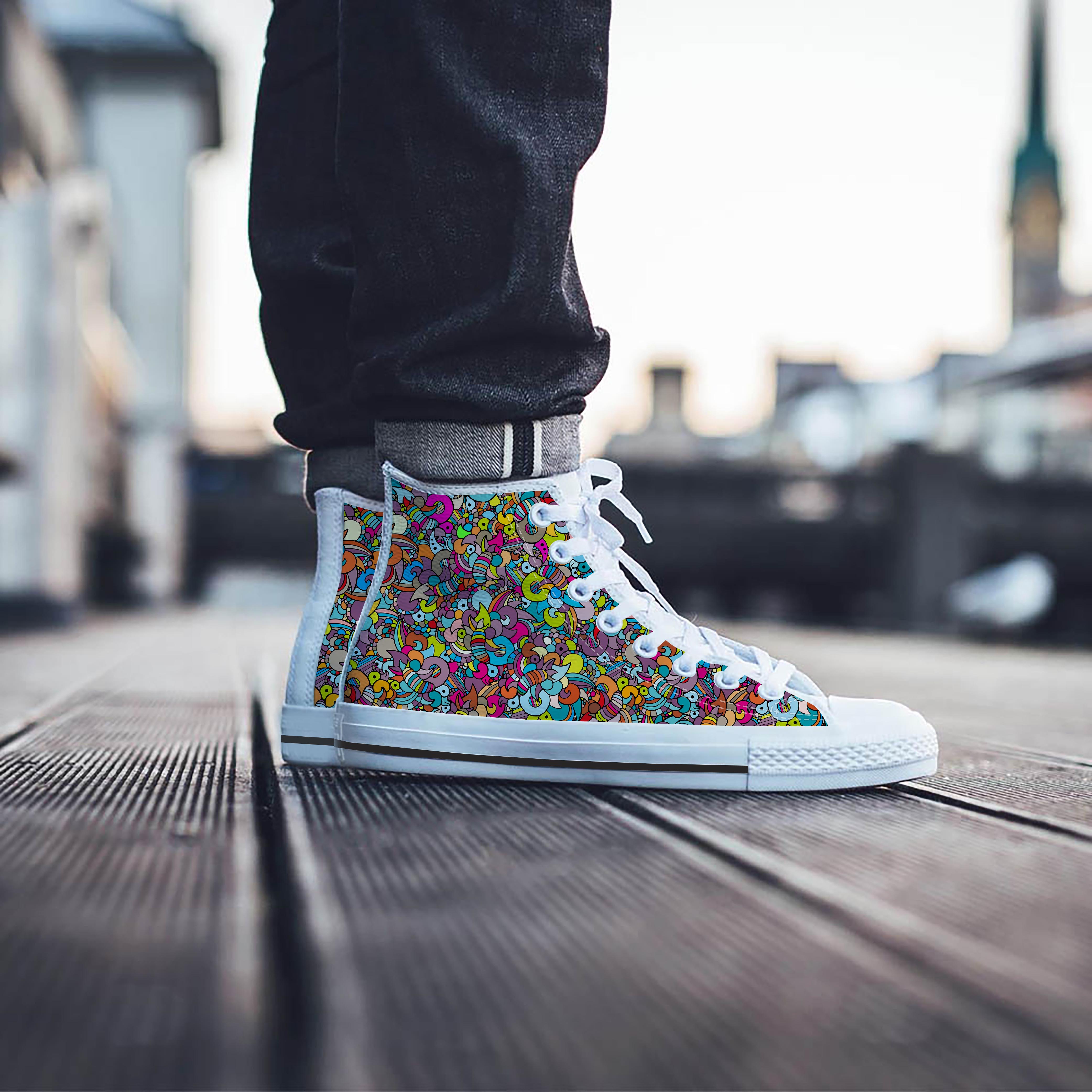 Psychedelic Print Men's High Top Shoes-grizzshop