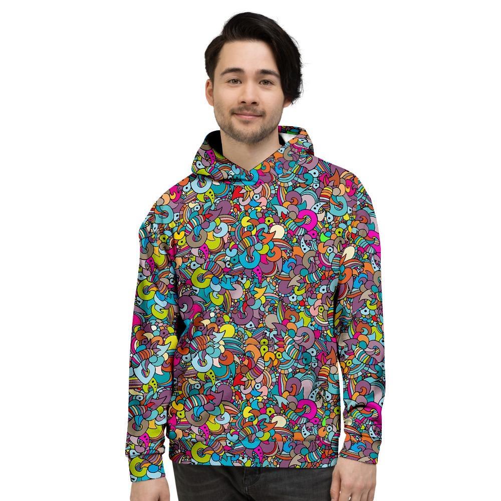 Psychedelic Print Men's Hoodie-grizzshop