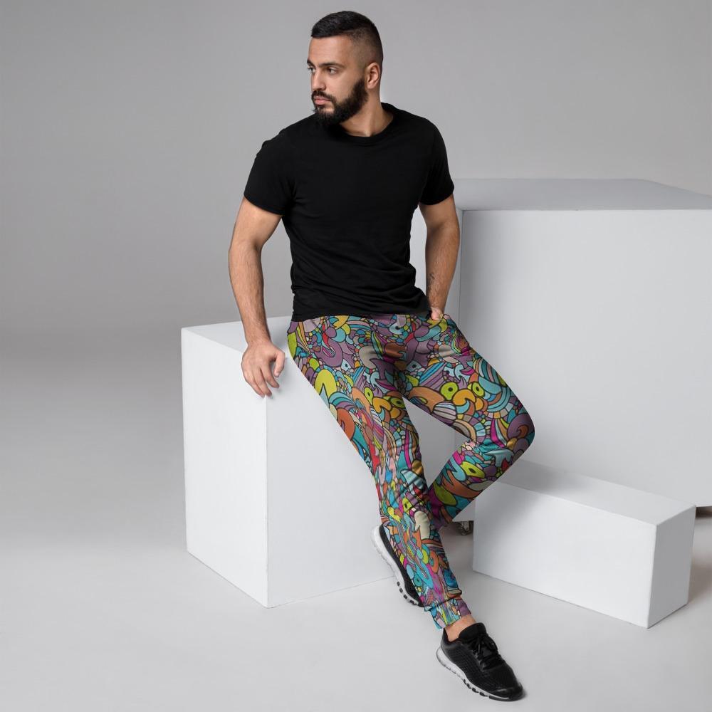 Psychedelic Print Men's Joggers-grizzshop