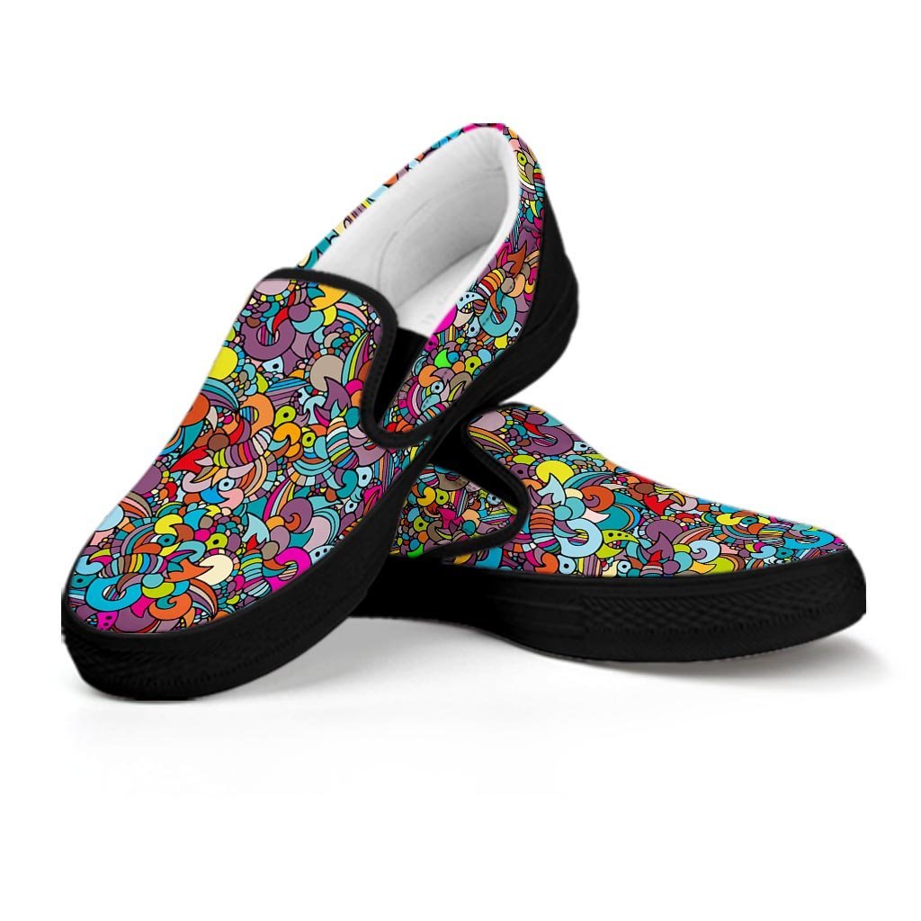 Psychedelic Print Men's Slip On Sneakers-grizzshop