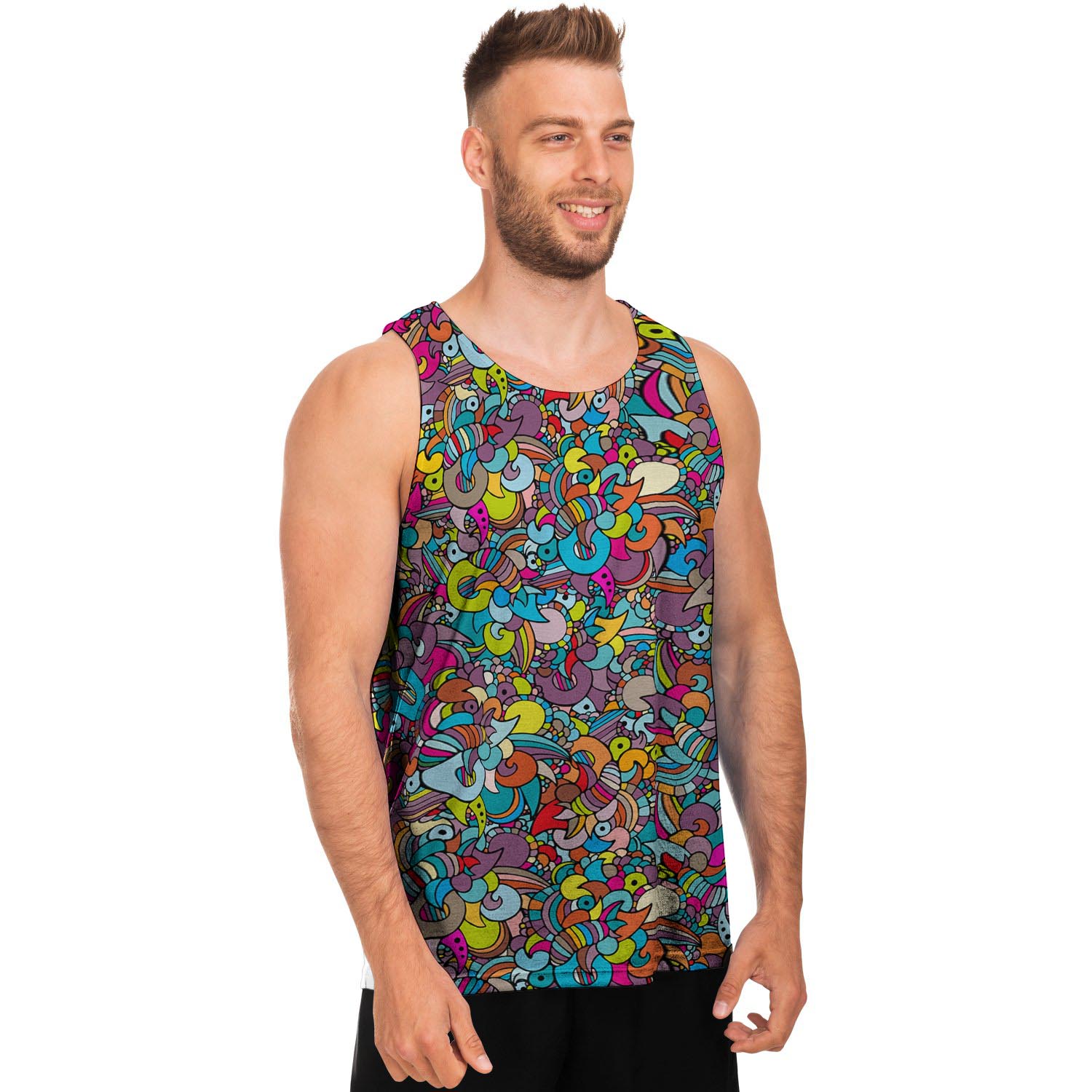 Psychedelic Print Men's Tank Tops-grizzshop