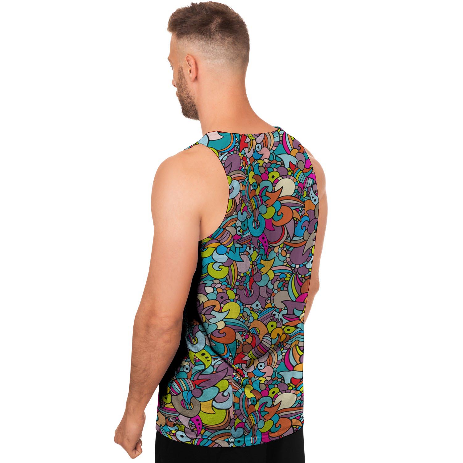 Psychedelic Print Men's Tank Tops-grizzshop
