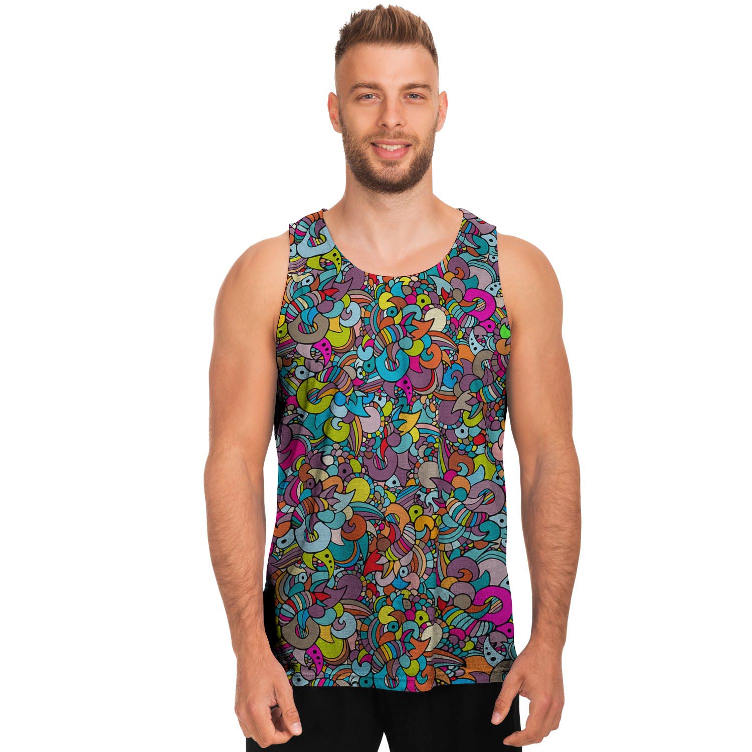 Psychedelic Print Men's Tank Tops-grizzshop