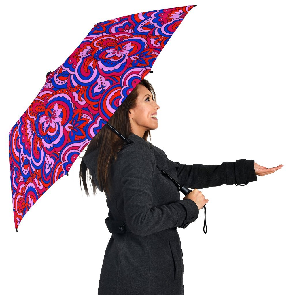 Psychedelic Print Pattern Automatic Foldable Umbrella-grizzshop