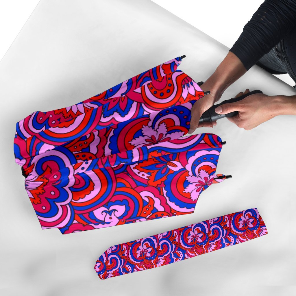 Psychedelic Print Pattern Automatic Foldable Umbrella-grizzshop