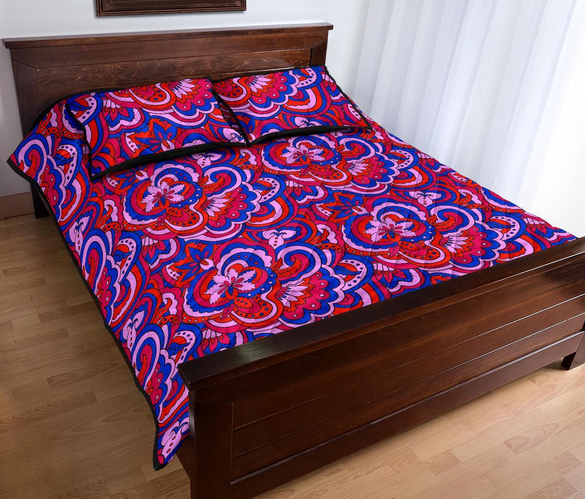 Psychedelic Print Pattern Bed Set Quilt-grizzshop