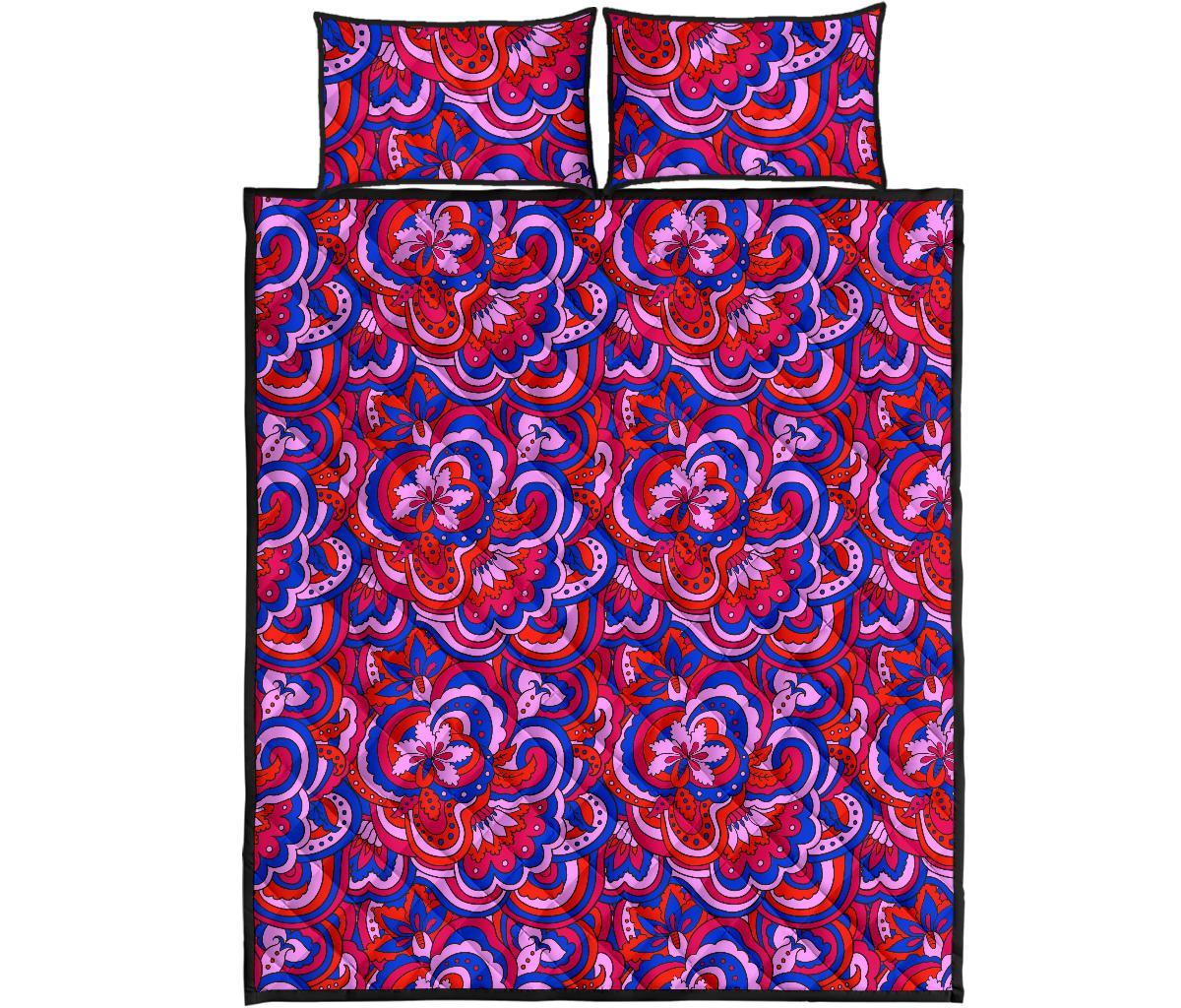 Psychedelic Print Pattern Bed Set Quilt-grizzshop