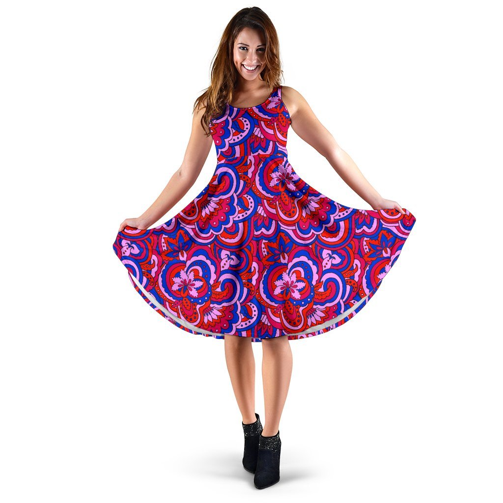 Psychedelic Print Pattern Dress-grizzshop