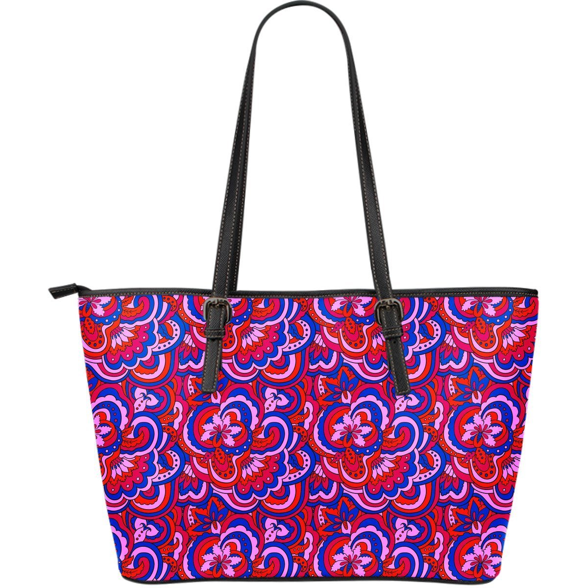 Psychedelic Print Pattern Leather Tote Bag-grizzshop
